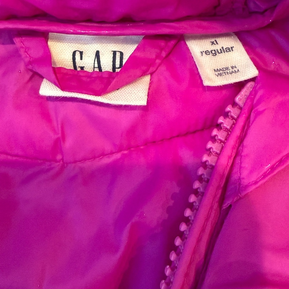 Gap Kids Pink Puffer Jacket Hooded Primaloft Down Alternative Coat Girls XL - Picture 5 of 8